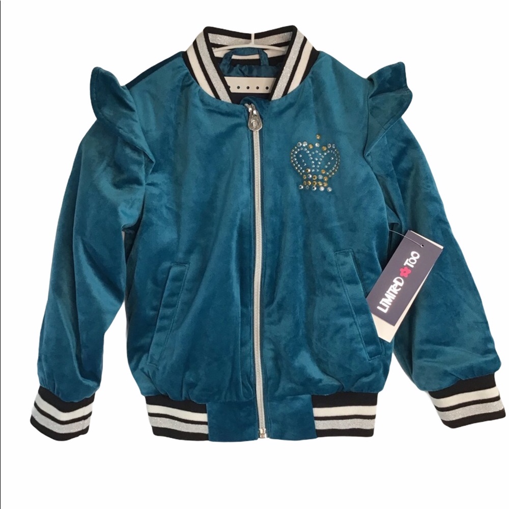 Limited Too| Girl’s Crown Velour Bomber Jacket NWT